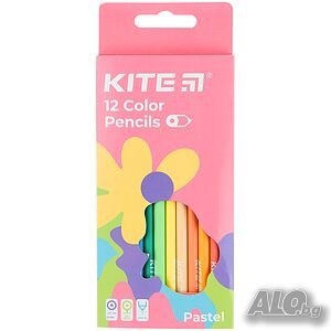 3866 Цветни моливи KITE, 12 пастелни цвята