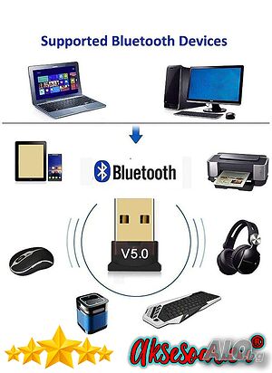 PCS Bluetooth USB BT 5.0 адаптер предавател и приемник USB-A Audio Безжичен адаптер за PC лаптоп