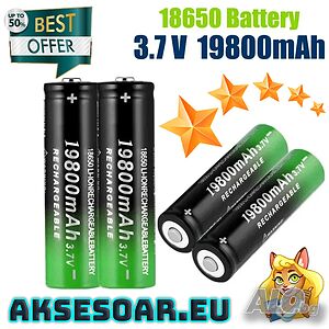 2 бр. нови бързо зареждащи се батерии 18650 с високо качество 19800 mah 3.7V Li-ion батерия челник