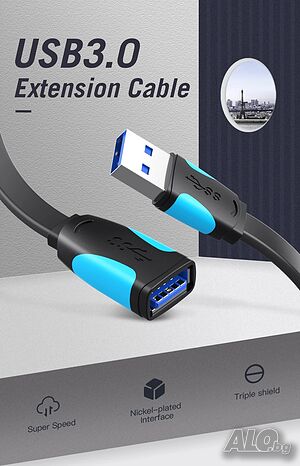 Удължителен нов висококачествен USB 3.0 кабел за компютър 1.5 м. USB разклонител удължител компютър