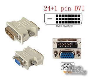 Преходник адаптер от DVI 24+1 мъжки към VGA женски