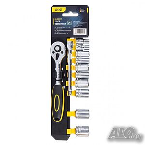 Комплект прецизни битове Socket Sets Deli Tools EDL0012T, 1/4’’, 12 елемента гедоре