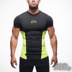 Мъжки маркови фитнес тениски Gym Aesthetics Черно и Зелено