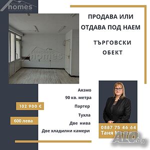 Отдава под наем или продава магазин