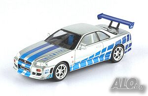 Nissan Skyline GT R34 1999 Brian O’Conner Fast & Furious - мащаб 1:43 на DeAgostini нов кейс