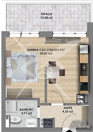 Двустаен апартамент Христо Смирненски