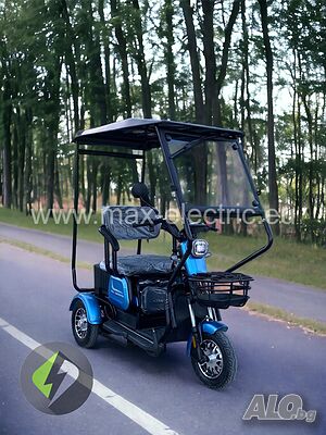 Електрическа триместна триколка с покрив MaxMotors X1 1500W BLUE