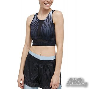 Дамски спортен потник ADIDAS Training Long Line Tiger-Printed Light Support Bra Black/Blue