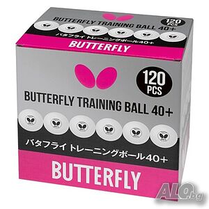 Топче за тенис на маса BUTTERFLY Training ball 40+, Бяло.