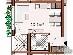 Едностаен апартамент 36 кв.м Тухла 2023 г. 3 етаж Непоследен