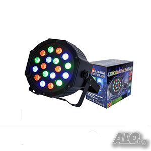 LED MINI PAR прожектор за диско ефекти с 18 LED крушки и ефект дим