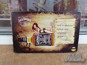 Jack Daniel’s метална табела уиски Джак Даниелс еротика бар момиче с пура