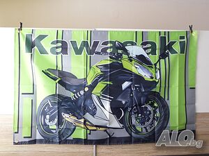 Kawasaki знаме флаг Ninja Кавазаки мотоциклети реклам зелено