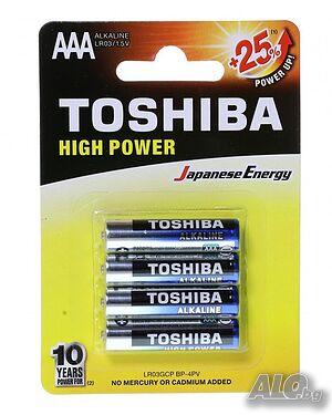 Батерии Toshiba, Алкални, АAA, 1.5V, LR03GCP BP-4