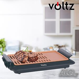 Скара Voltz, 1250W, 36x23см. плоча с 2 зони на печене, Незалепващо покритие