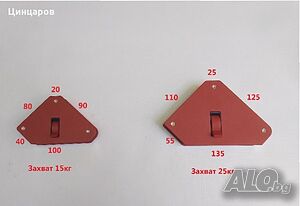 Магнитен ъгъл, магнитни ъгли с ключ вкл./изкл. захват 15 и 25кг.