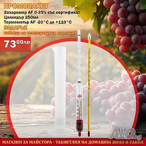 Промопакет: Захаромер+ Цилиндър 250 мл + Термометър + Таблица 20205101