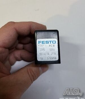 бобина за магнет вентил MSW FESTO Италия 220VAC 50Hz 30/22VA - 17,5W; 42х30х40мм с отвор 11,5мм.