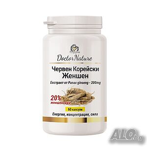 Dr. Nature Червен корейски женшен, 60 капсули