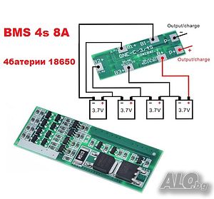 BMS БМС 4S 14.8V / 16.8V 8A за 18650 литиево-йонна батерия