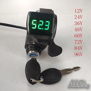 Палец за газ с LCD дисплей и ключ 24V 36V 48V 60V 72V