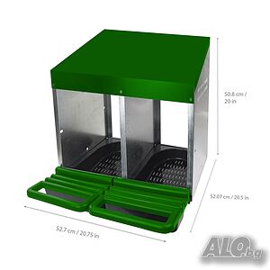 Гнездо за кокошки с колектор за яйца, Полог за гнездене с 2 отделения #395 + Безплатна доставка