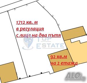 Парцел със стара къща на главна улица в град Дряново