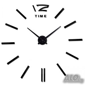 3D Стенен светещ модерен часовник - BLACK, Home Decor Clock 3D, DC-162