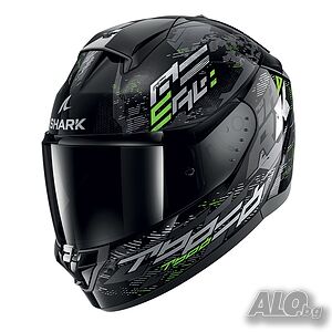 Мото Каска SHARK RIDILL 2 BLACK/GRAY/GREEN, вградени очила