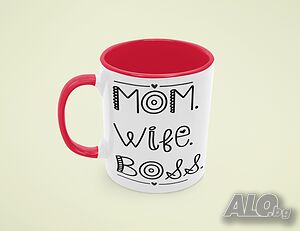 Чаша Mom Wife Boss, Любов, Подарък, Рожден Ден, Изненада, Мама, Майка, Обич, Празник