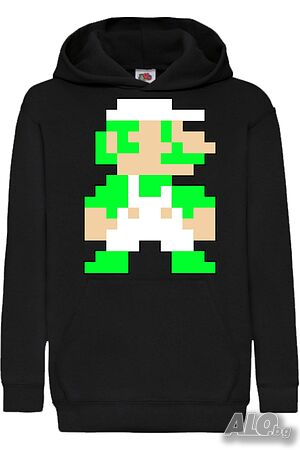 Детски Суитчър/Суитшърт Luigi 8-bit, Super Mario, Игра, Подарък, Изненада, Забавление, Рожден Ден