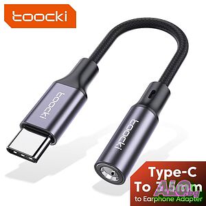 Toocki Адаптер за слушалки, селфи стик USB Type-C към жак AUX 3.5mm