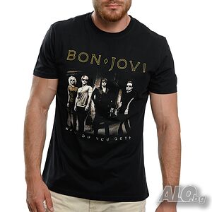 Нова мъжка тениска с дигитален печат на музикалната група BON JOVI