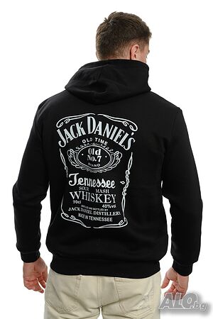 Нов мъжки черен суичър с ЦИП и трансферен печат JACK DANIELS (Джак Даниелс)