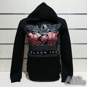 Нов дамски суичър с дигитален печат на музикалната група AC/DC - Black Ice