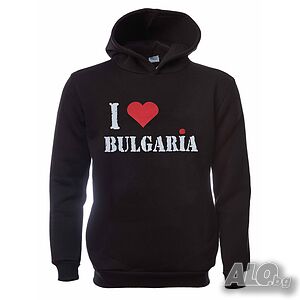 Нов детски суичър с трансферен печат I Love Bulgaria (Аз обичам България)