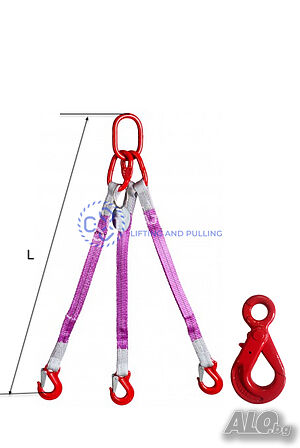 Плоски лентови сапани с три рамена и куки автоблокировка 2,1т-25,2т