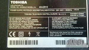 За части LCD телевизор TOSHIBA 40AZ810 - 40 инча на части