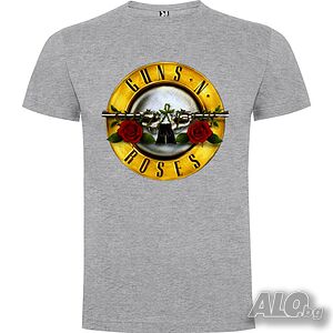 Нова мъжка тениска с логото на музикалната група GUNS N’ROSES в сив цвят S M L XL XXL XXXL+ Тениска Мъжко сив | Облекло | Видин