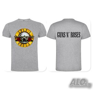 Нова мъжка тениска с логото на музикалната група GUNS N’ROSES с надпис на гърба S M L XL XXL XXXL+ Тениска Мъжко сив | Облекло | Видин