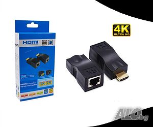 HDMI удължител с LAN кабел,RJ 45 порт до 30М, 4К удължител лан кабел