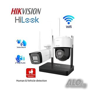 HiLook HIKVISION Wi-Fi Kit, Комплект с 2 IP WIFI камери PT+Billet 4Mp и WIFI NVR