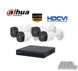 DAHUA Комплект от DVR + 4 броя 1080P FullHD булет камери