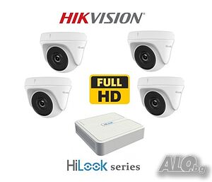 HIKVISION, серия HiLook TURBO-HD комплект с 4 куполни камери и 4 канален видеорекордер DVR