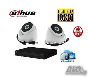 Full HD комплект DAHUA - пентабриден DVR DAHUA + 2 Full HD куполни камери DAHUA 1080р