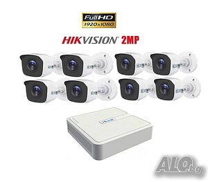 HIKVISION HiLook Turbo HD Комплект за Видеонаблюдение 2MP с 8 камери и хибриден DVR