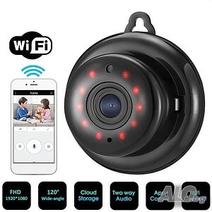 Мини Панорамна Камера - WiFi Camera V380, Черна