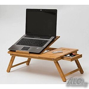 Бамбукова маса за лаптоп с вградени охладители BAMBOO E-TABLE