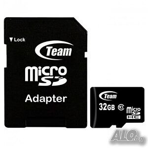 MicroSDHC UHS-1, карта памет TEAMGROUP, клас 10, адаптер, 32GB