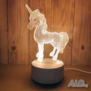 Холограмна 3D LED нощна лампа, 4W, 220V